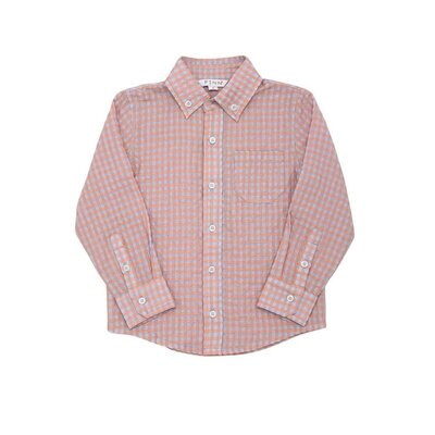 FINN Harbor Check Button Down - Coral Check