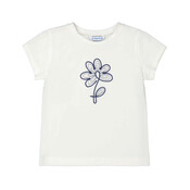 Mayoral White Basic Short Sleeve Shirt Navy Flower