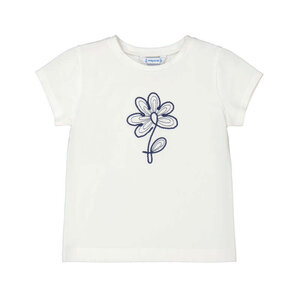 Mayoral White Basic Short Sleeve Shirt Navy Flower