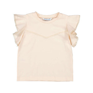 Mayoral S/S T-Shirt Salmon w/ Lace Sleeves