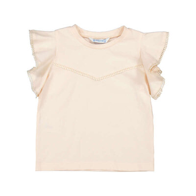 Mayoral S/S T-Shirt Salmon w/ Lace Sleeves