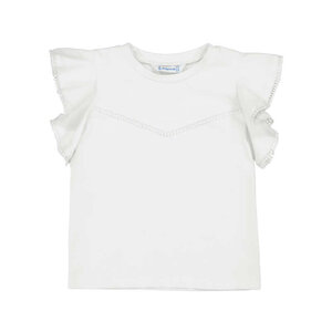 Mayoral S/S T-Shirt White w/ Lace Sleeves