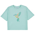 Mayoral S/S Cropped Light Teal Embroidered Hummingbird Shirt