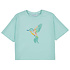 Mayoral S/S Cropped Light Teal Embroidered Hummingbird Shirt