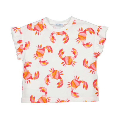 Mayoral Printed White S/S T-Shirt Crabs