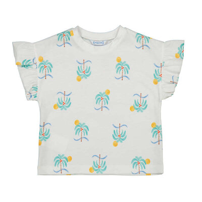 Mayoral Printed White S/S T-Shirt Palm Trees
