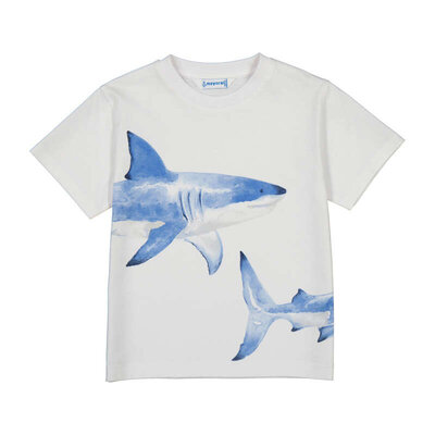 Mayoral White S/S Shirt with Sharks