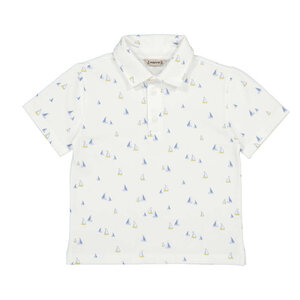 Mayoral White S/S Polo with Sailboats