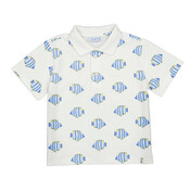 Mayoral S/S White Polo with Blue Fish