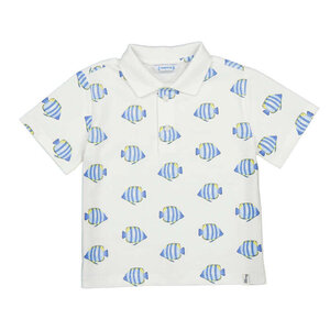Mayoral S/S White Polo with Blue Fish