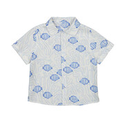 Mayoral Linen S/S Shirt with Blue Fish