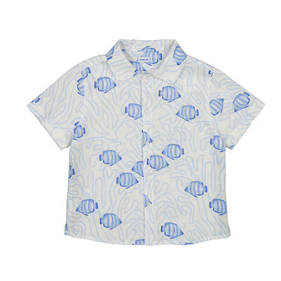 Mayoral Linen S/S Shirt with Blue Fish