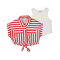 Mayoral Coral Striped Blouse with White Tank