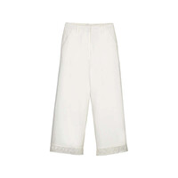 Mayoral Ivory Wide Pants w/ Embroidered Lace Trim
