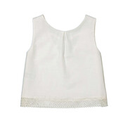 Mayoral Ivory Sleeveless Blouse with Embroidered Lace Trim