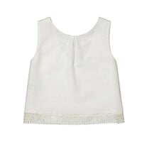 Mayoral Ivory Sleeveless Blouse with Embroidered Lace Trim