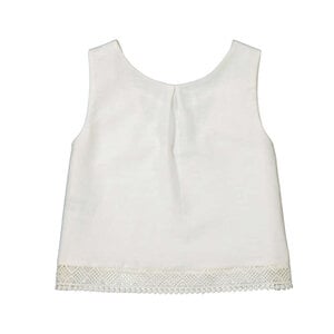 Mayoral Ivory Sleeveless Blouse with Embroidered Lace Trim