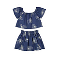 Mayoral Navy Blue Floral Embroidered Set