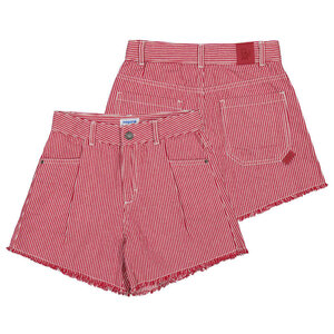 Mayoral Striped Red and White Denim Shorts