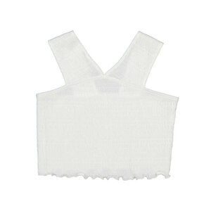 Mayoral Crinkled Knit White Halter Top