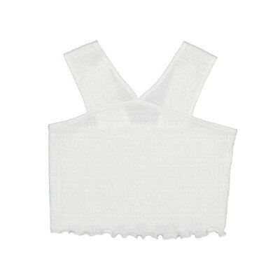 Mayoral Crinkled Knit White Halter Top