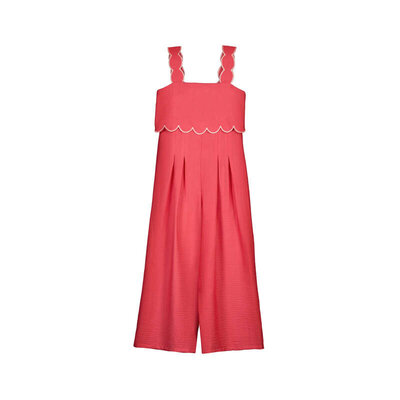 Mayoral Long Coral Jumpsuit with Scalloped Design