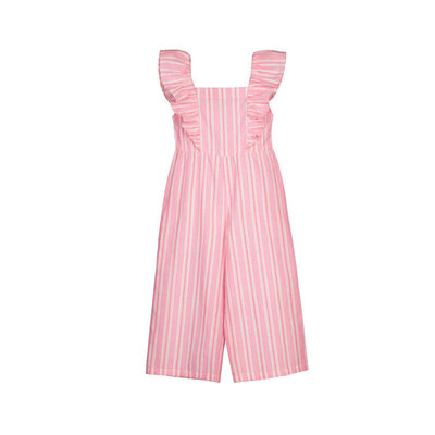 Mayoral Pink Linen Striped Jumpsuit