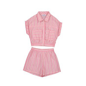Mayoral Pink Striped S/S Shirt and Short Set