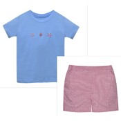 Remember Nguyen Red, White and Blue Houston Short Set