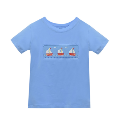 Remember Nguyen Smocked At Sea Blue Houston Short Set