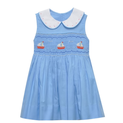 Remember Nguyen Smocked At Sea Blue Juliette Dress