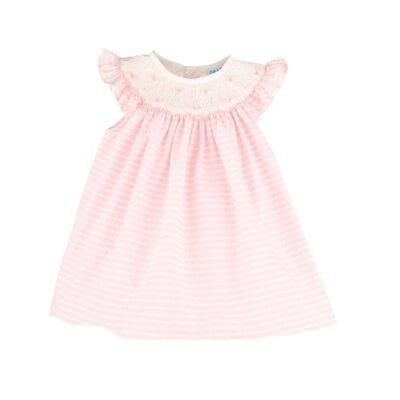 Luli & Me Plumeti Stripes Bishop - Pink