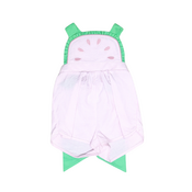 Zuccini Watermelon Pink Mini Seersucker Ruffle Front Overall
