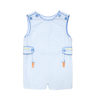 Zuccini Fishing Lure Ashton Lt. Blue Stripe Seersucker Shortall