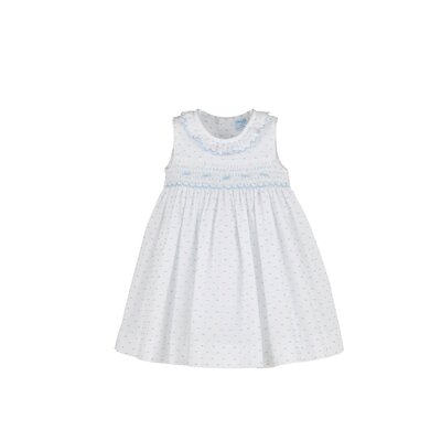 Luli & Me Blue Plumeti Smocked Dress