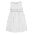 Luli & Me Blue Plumeti Smocked Belt Dress