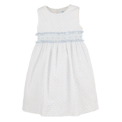Luli & Me Blue Plumeti Smocked Belt Dress