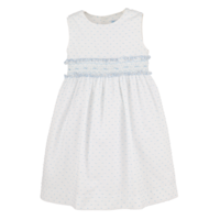 Luli & Me Blue Plumeti Smocked Belt Dress