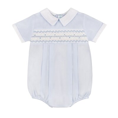 Feltman Brothers Boy's Blue/White Wave Smocked Romper