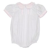 Feltman Brothers Girl's White/Pink Vintage Scalloped Collar Romper