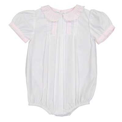 Feltman Brothers Girl's White/Pink Vintage Scalloped Collar Romper