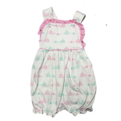 Baby Loren Whales Aqua & Pink Ruffle Sun Bubble