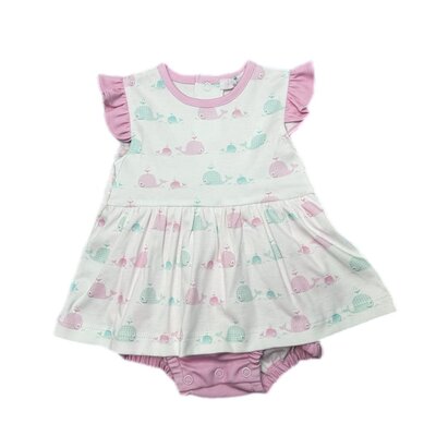Baby Loren Whales Aqua & Pink Bubble Dress