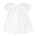 White Smocked Daydress with Wave Smocking & Bonnet