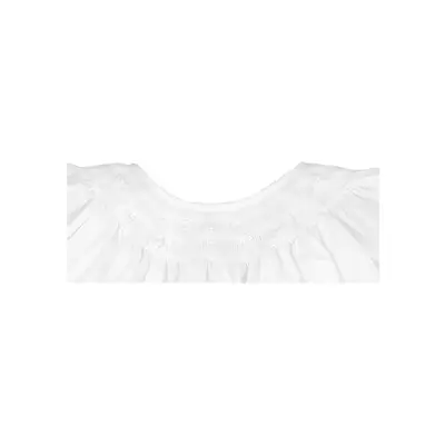 White Smocked Daydress with Wave Smocking & Bonnet