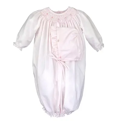 Petit Ami Pink Convertible Smocked Bag w/ Hat