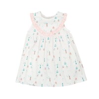 Sailboat and Lighthouse Sleeveless Dress w/ Ruffle Collar