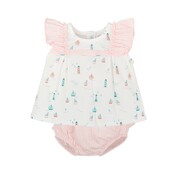 Sailboat and Lighthouse w/ Pink Stripe Diaper Cover Set