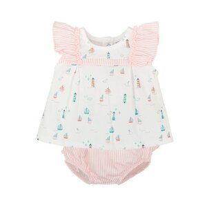 Sailboat and Lighthouse w/ Pink Stripe Diaper Cover Set