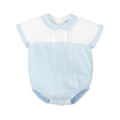 Sky Blue and White Bubble w/ Blue Striped Collar